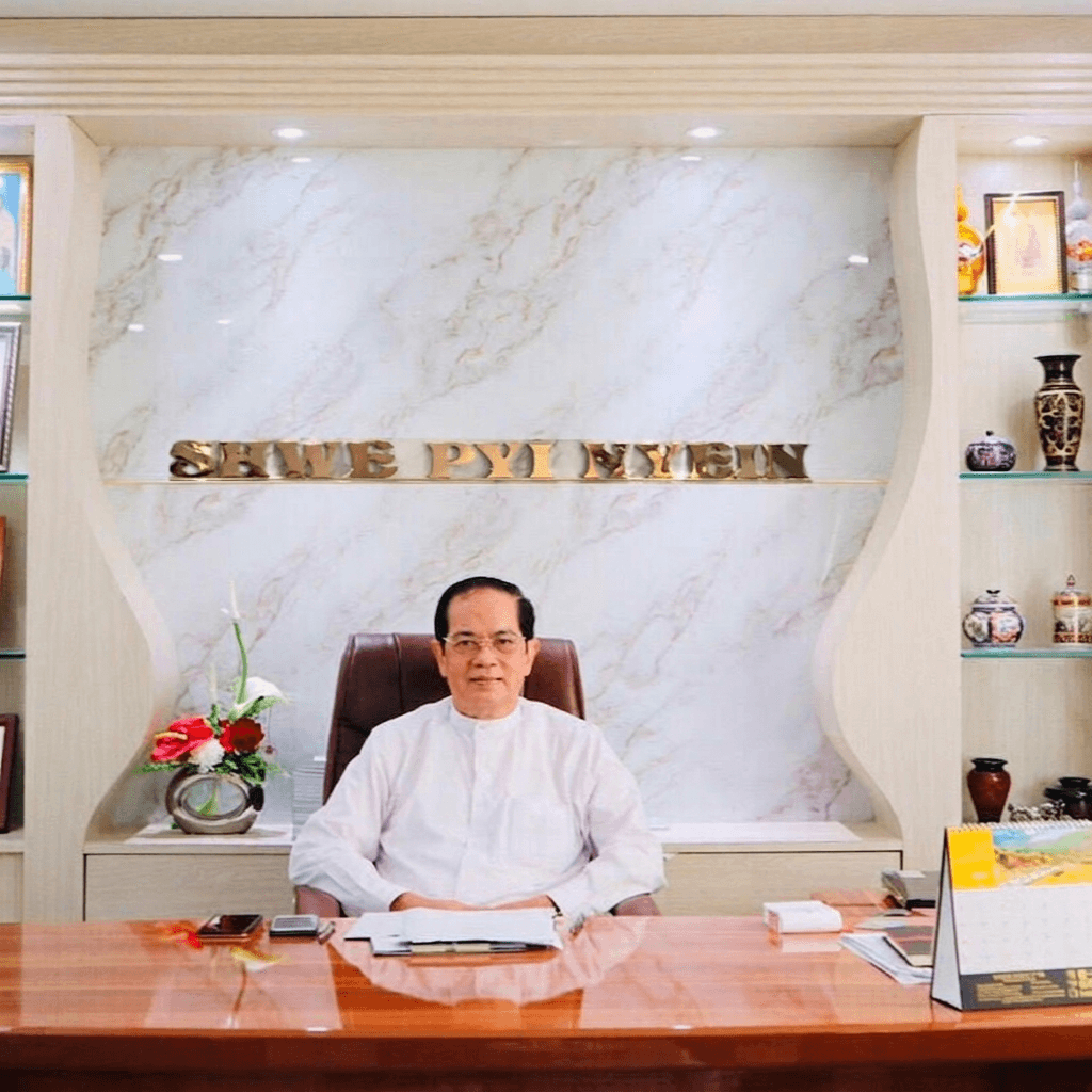 Mr. Soe Myint Aung, founder and chairman of Shwe Pyi Nyein International, at his office